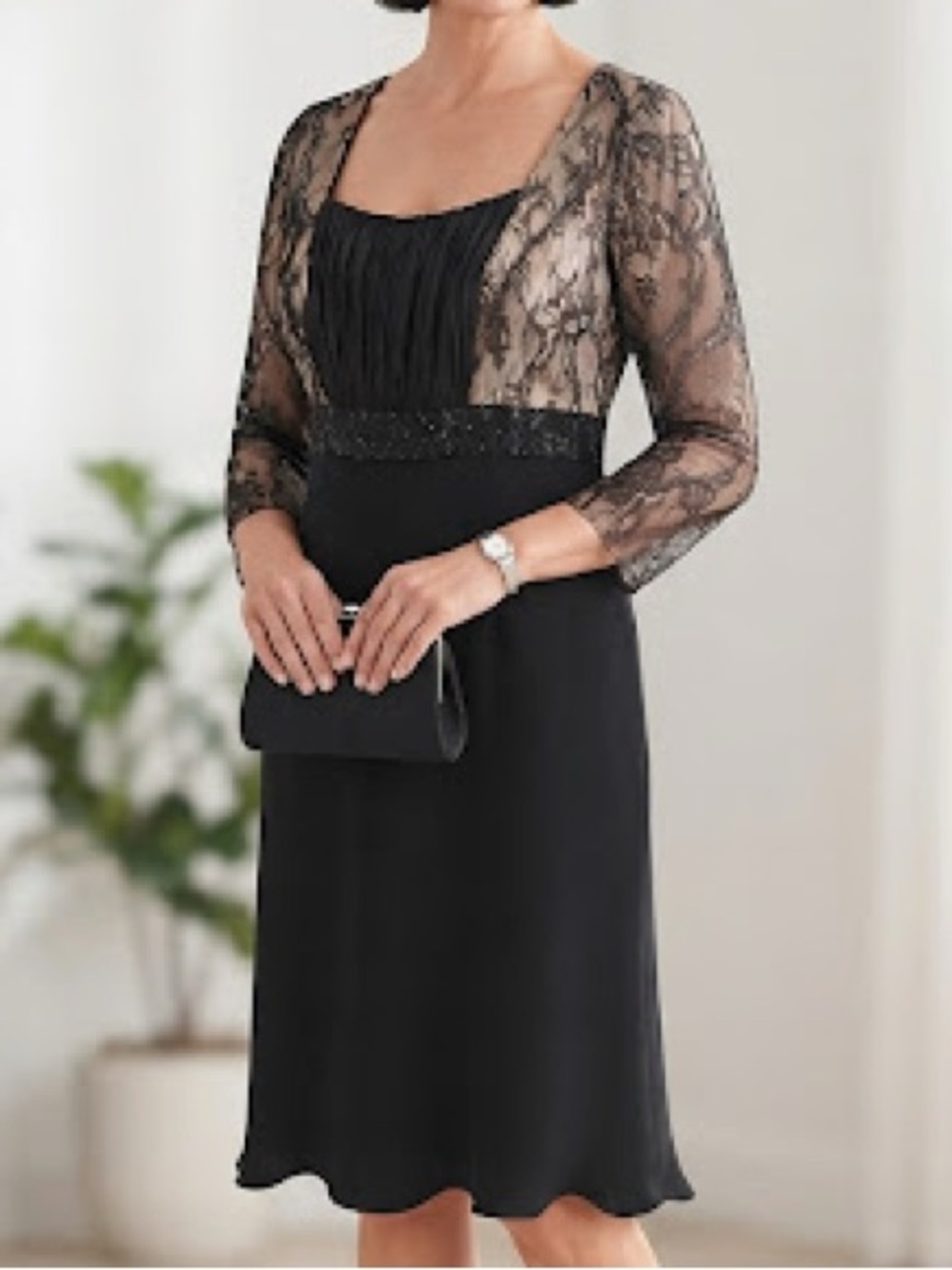 Liz Elana Lace Bodice Black Night Out Dress 14